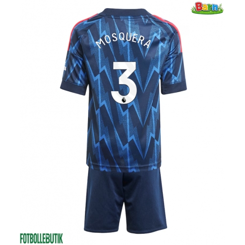 Arsenal Cristhian Mosquera #3 Bortaställ Barn 2025-26 Kortärmad (+ Korta byxor)